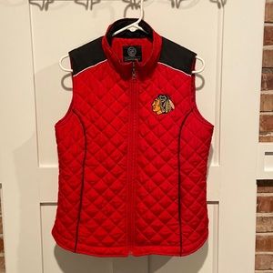 Chicago Blackhawks Women’s Quilted Vest Size Medium Gill Sports by Carl Banks